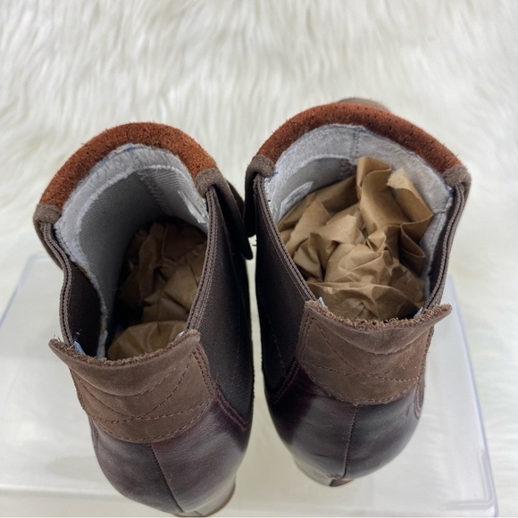 MERRELL CINNAMON SMOOTH BROWN LEATHER WEDGE ANKLE BOOTIES SIZE W7 - Picture 4 of 10